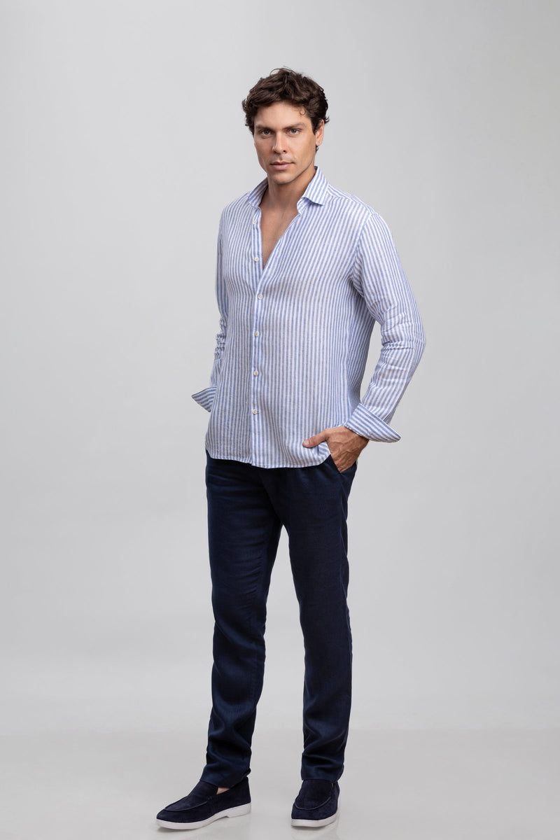 ITALIAN 100% LINEN STRIPE SHIRT