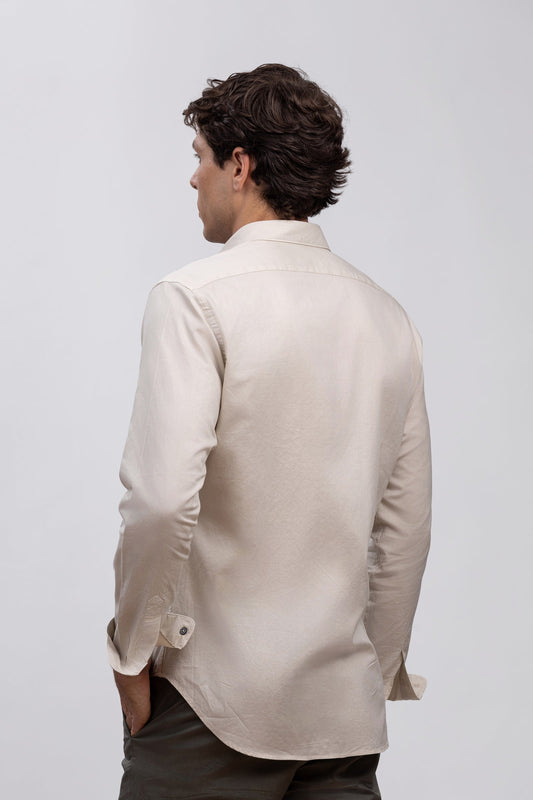 Stone Beige 100% Italian Cotton Shirt