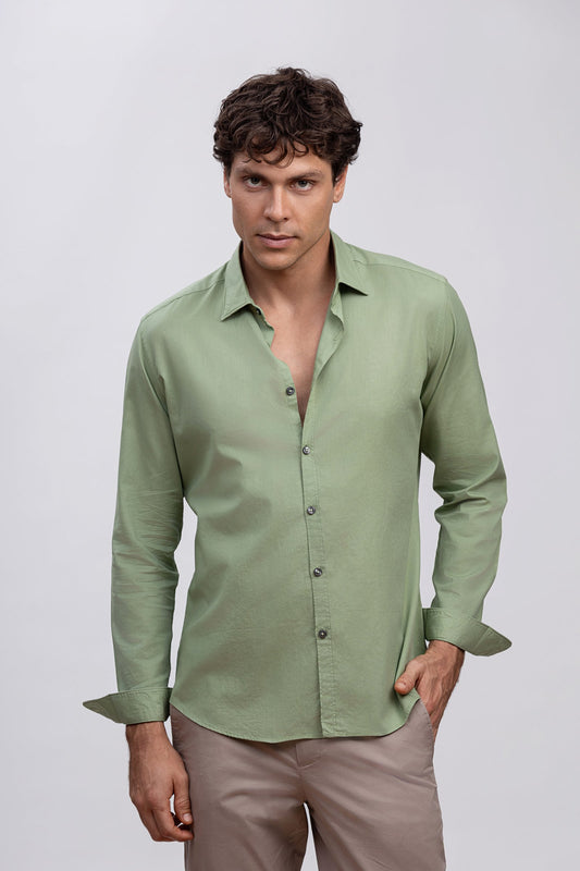 Green 100% Italian Cotton Shirt