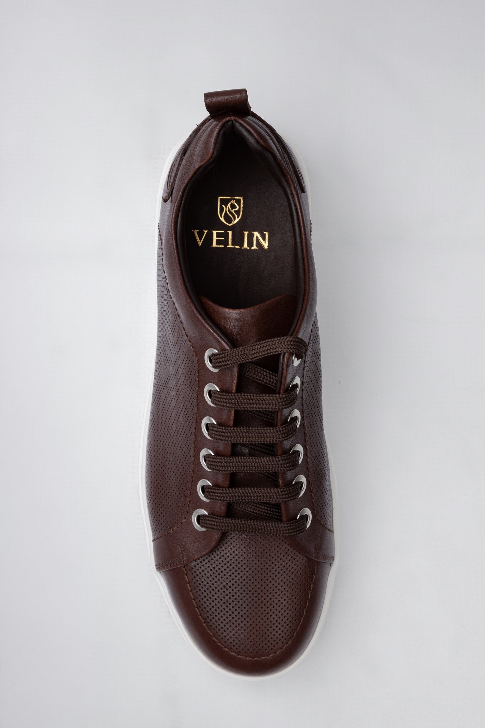 Brown Leather Trainers With Lug Sole