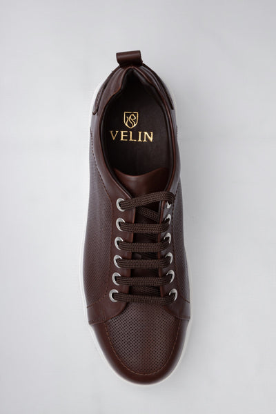 Brown Leather Trainers With Lug Sole