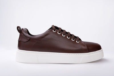 Brown Leather Trainers With Lug Sole