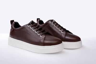 Brown Leather Trainers With Lug Sole