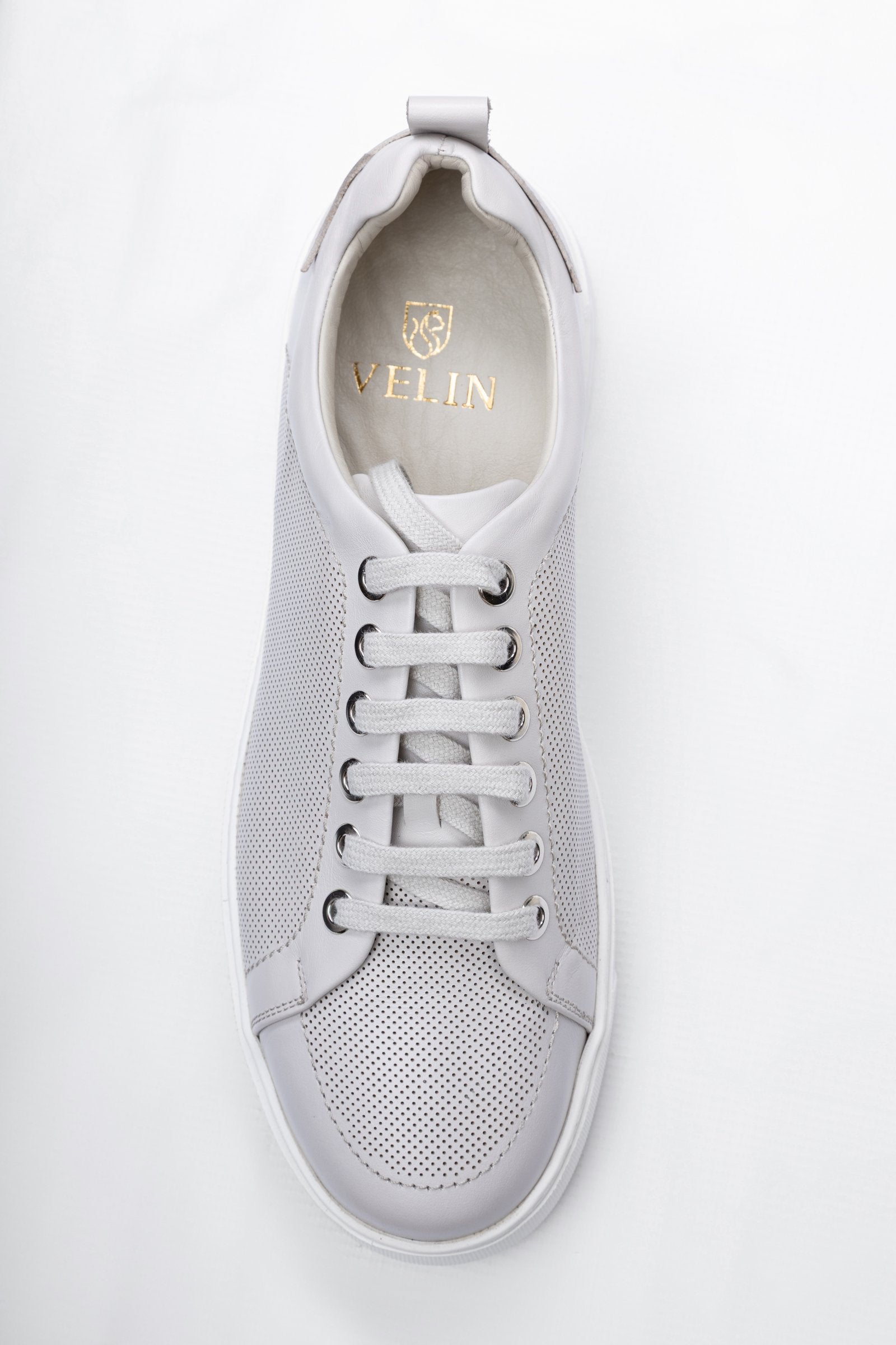 Grey Leather Trainers With Lug Sole