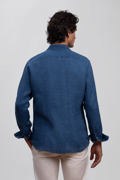 Denim Blue 100% Italian Linen Shirt