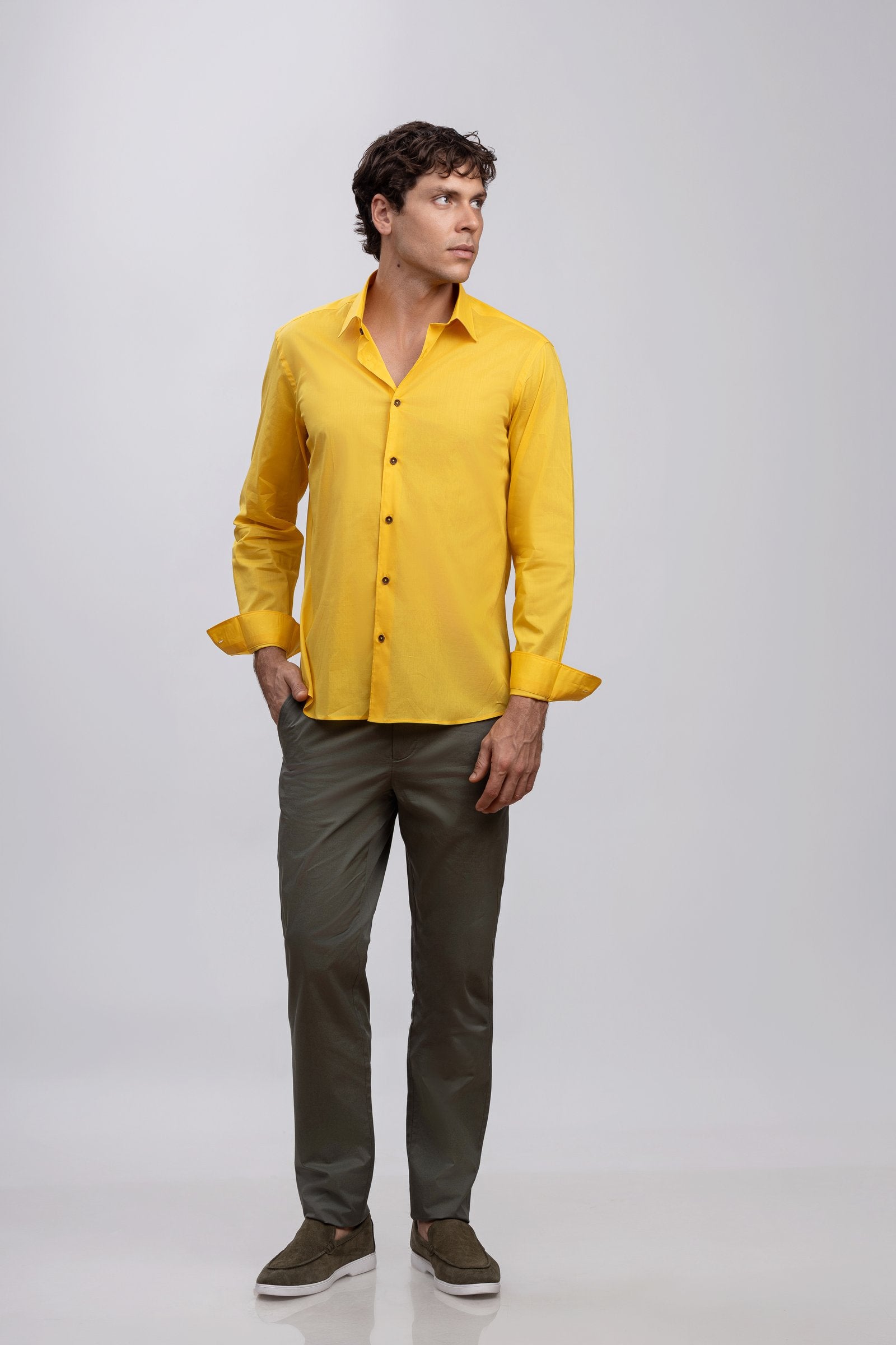 Yellow 100% Italian Cotton Shirt