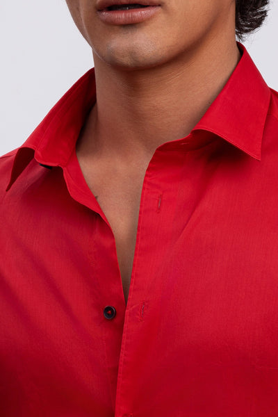 Red 100% Italian Cotton Shirt