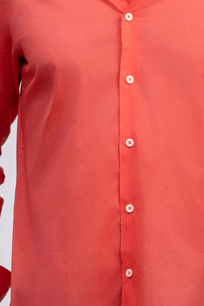 Coral Orange 100% Italian Cotton Shirt