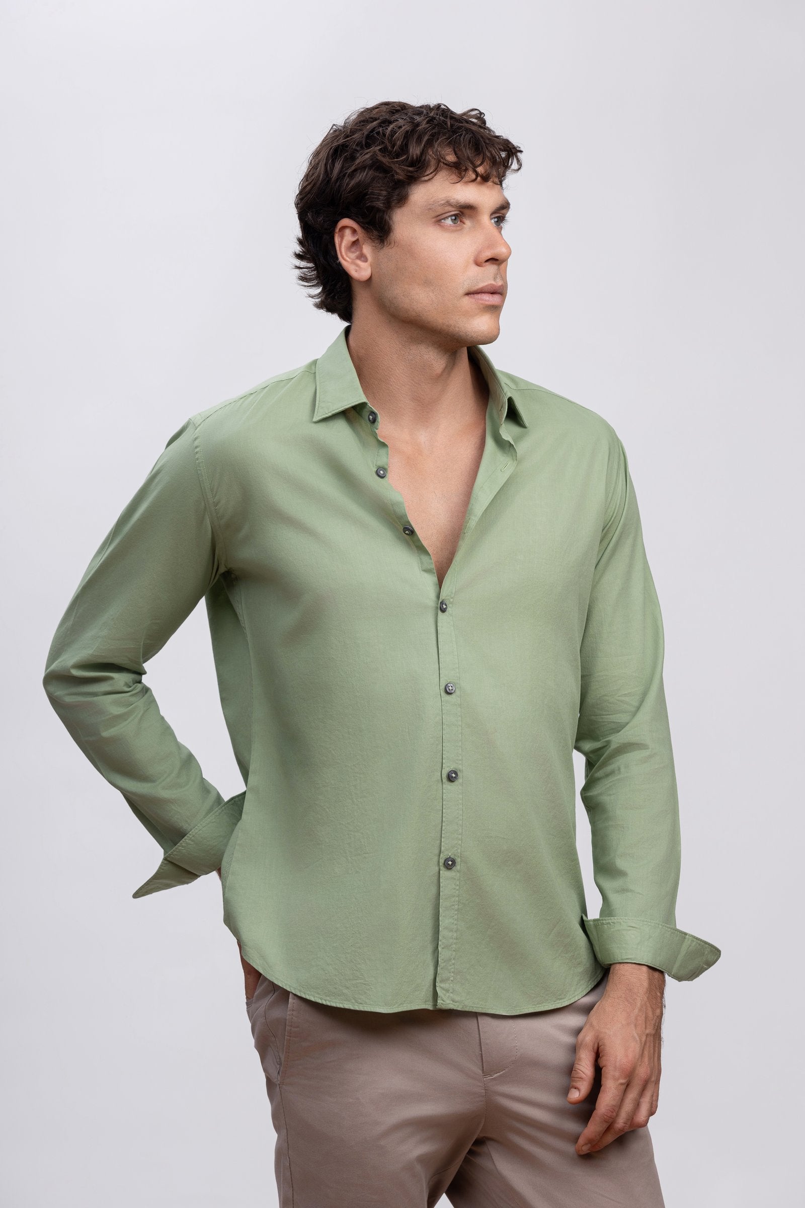 Green 100% Italian Cotton Shirt