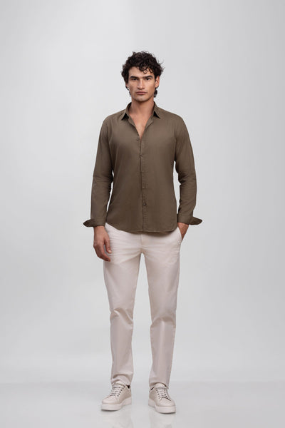 Olive Green 100% Italian Cotton Shirt