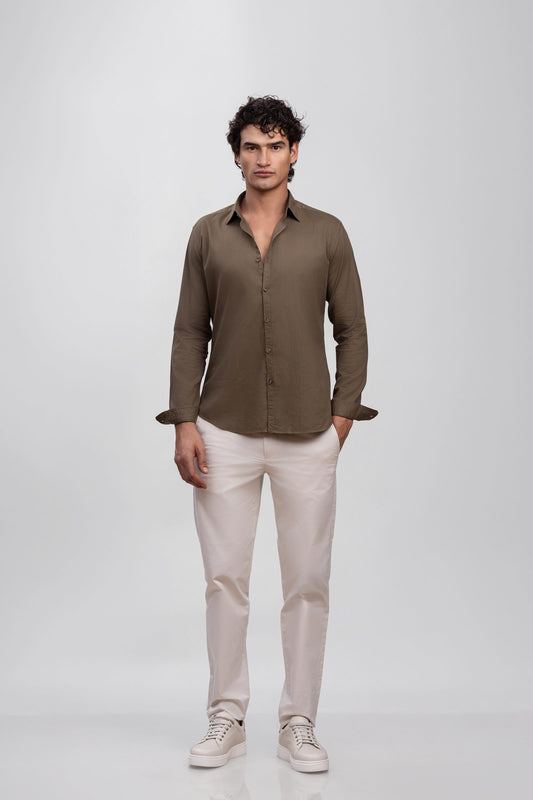 Olive Green 100% Italian Cotton Shirt
