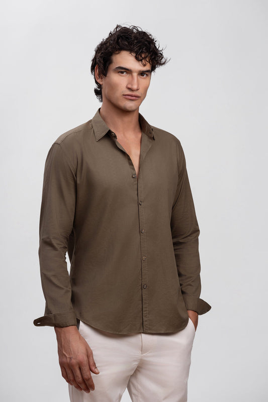 Olive Green 100% Italian Cotton Shirt