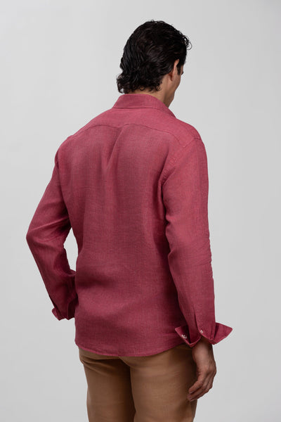 Coral Red 100% Italian Linen Shirt