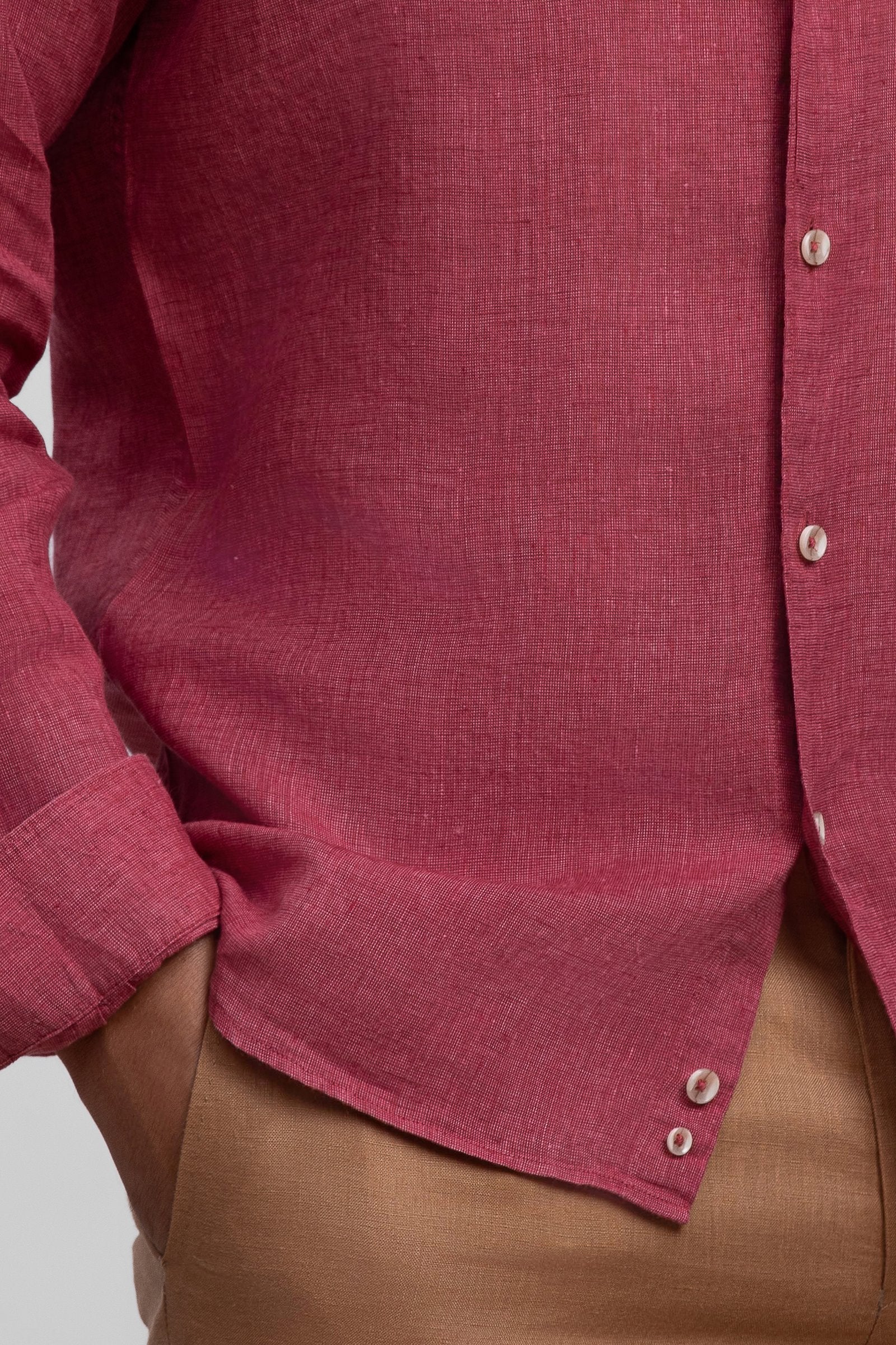Coral Red 100% Italian Linen Shirt