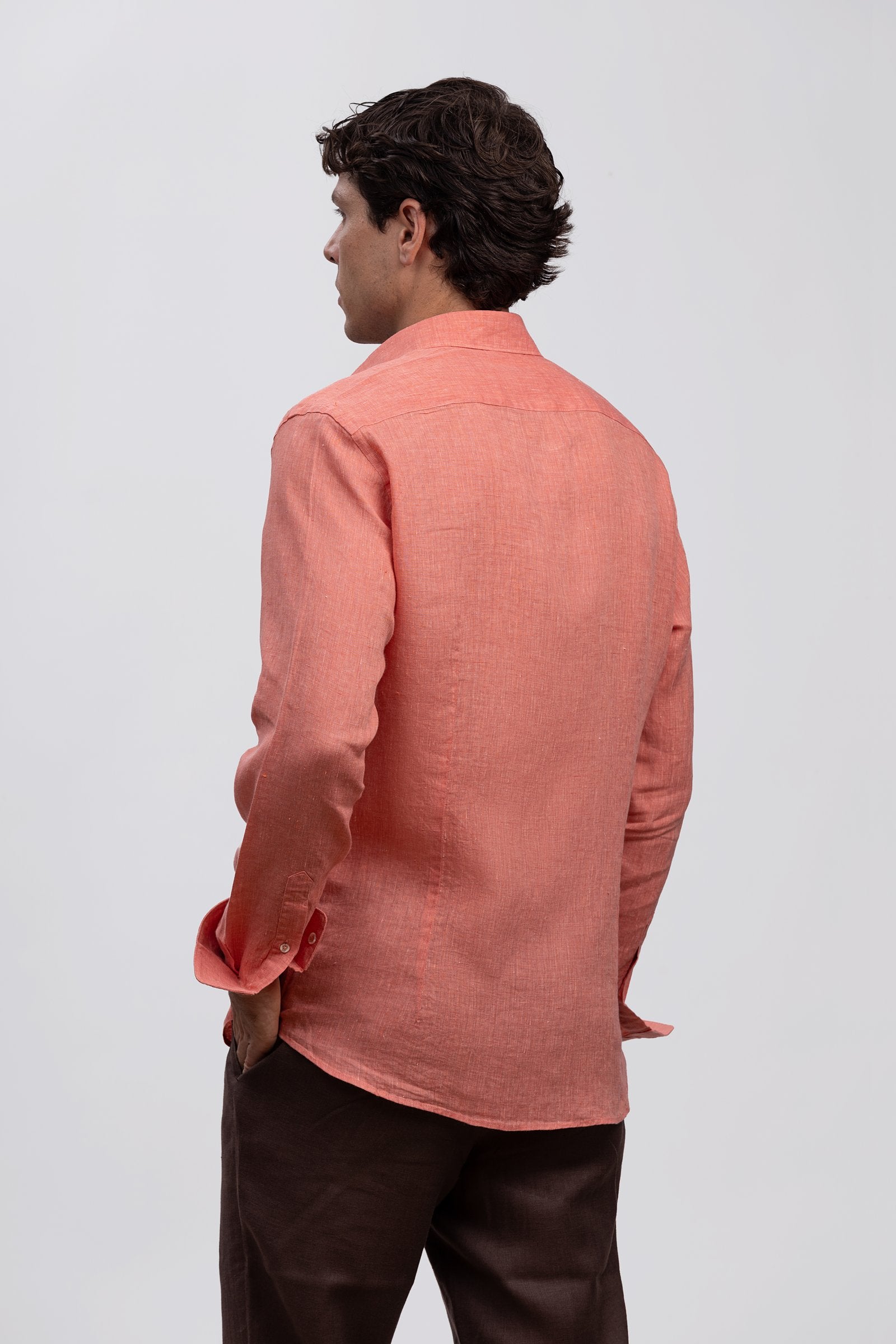 Dusty Coral 100% Italian Linen Shirt