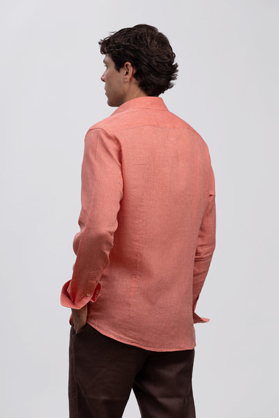 Dusty Coral 100% Italian Linen Shirt