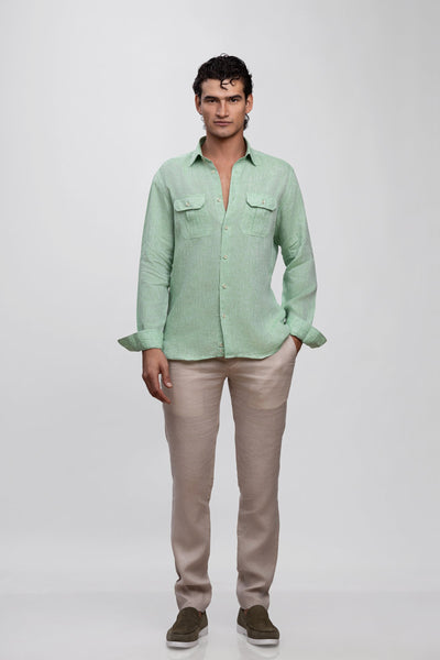 Mint Green 100% Italian Linen Shirt