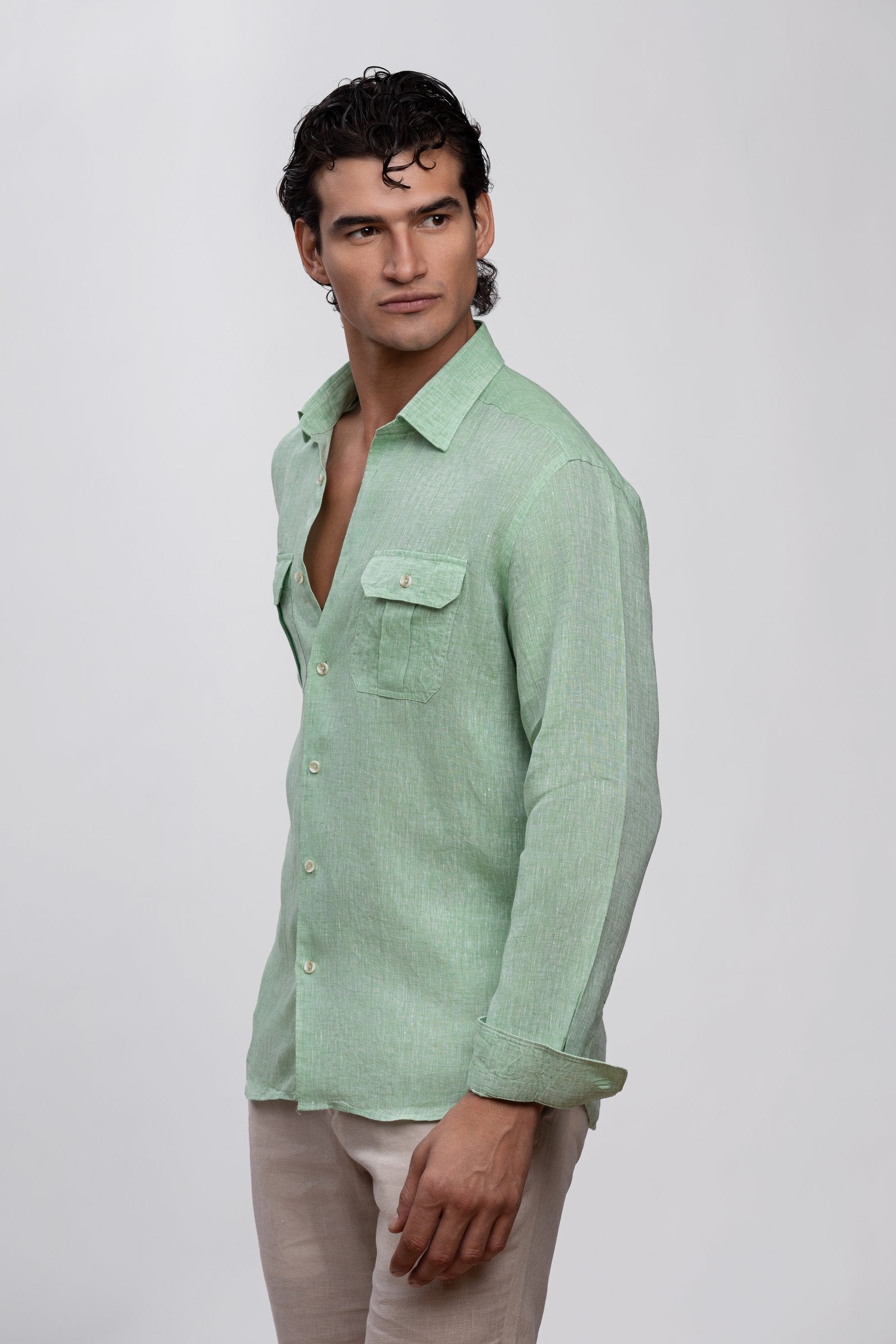 Mint Green 100% Italian Linen Shirt