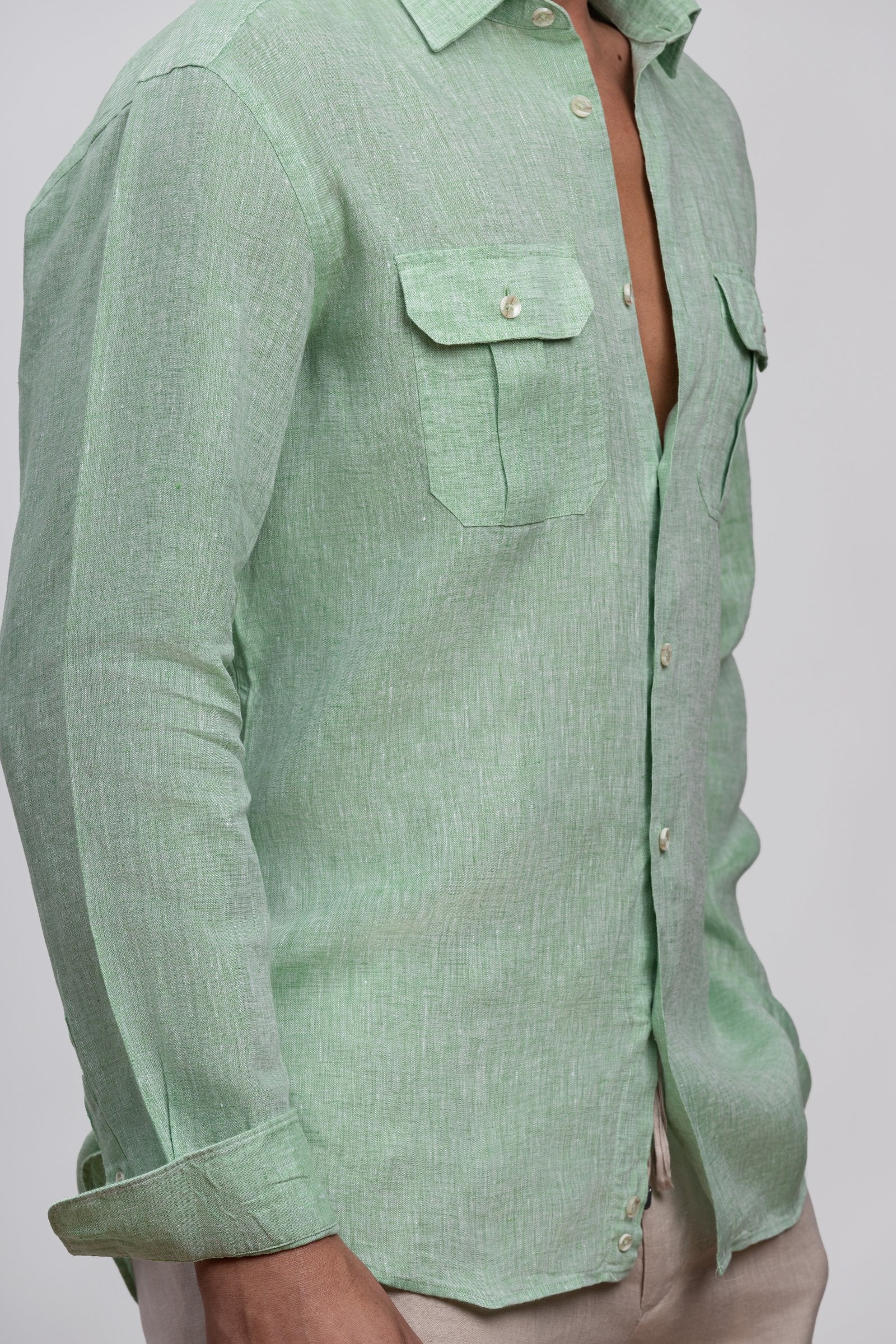 Mint Green 100% Italian Linen Shirt