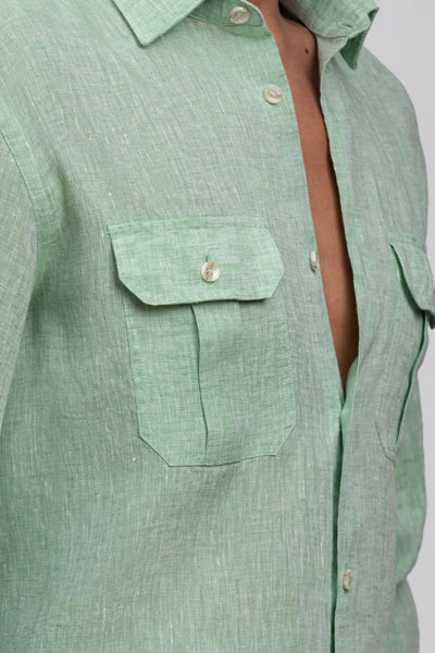 Mint Green 100% Italian Linen Shirt