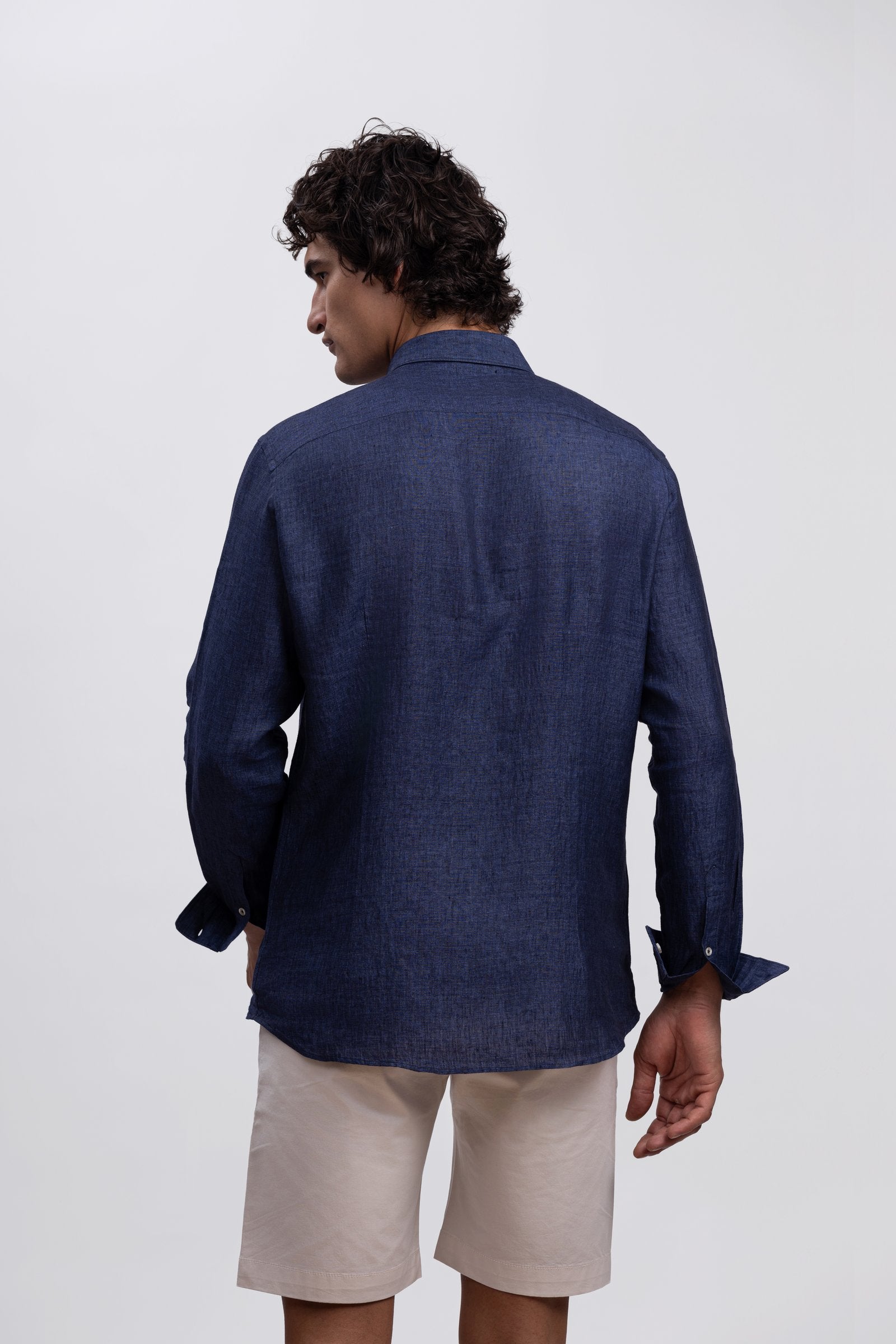 Indigo Blue 100% Italian Linen Shirt