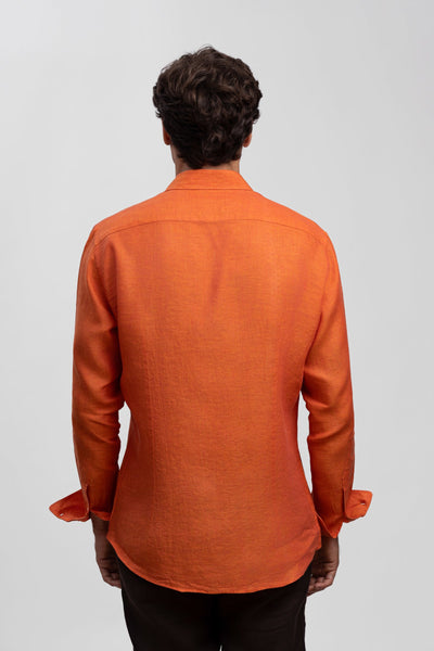 Orange 100% Italian Linen Shirt