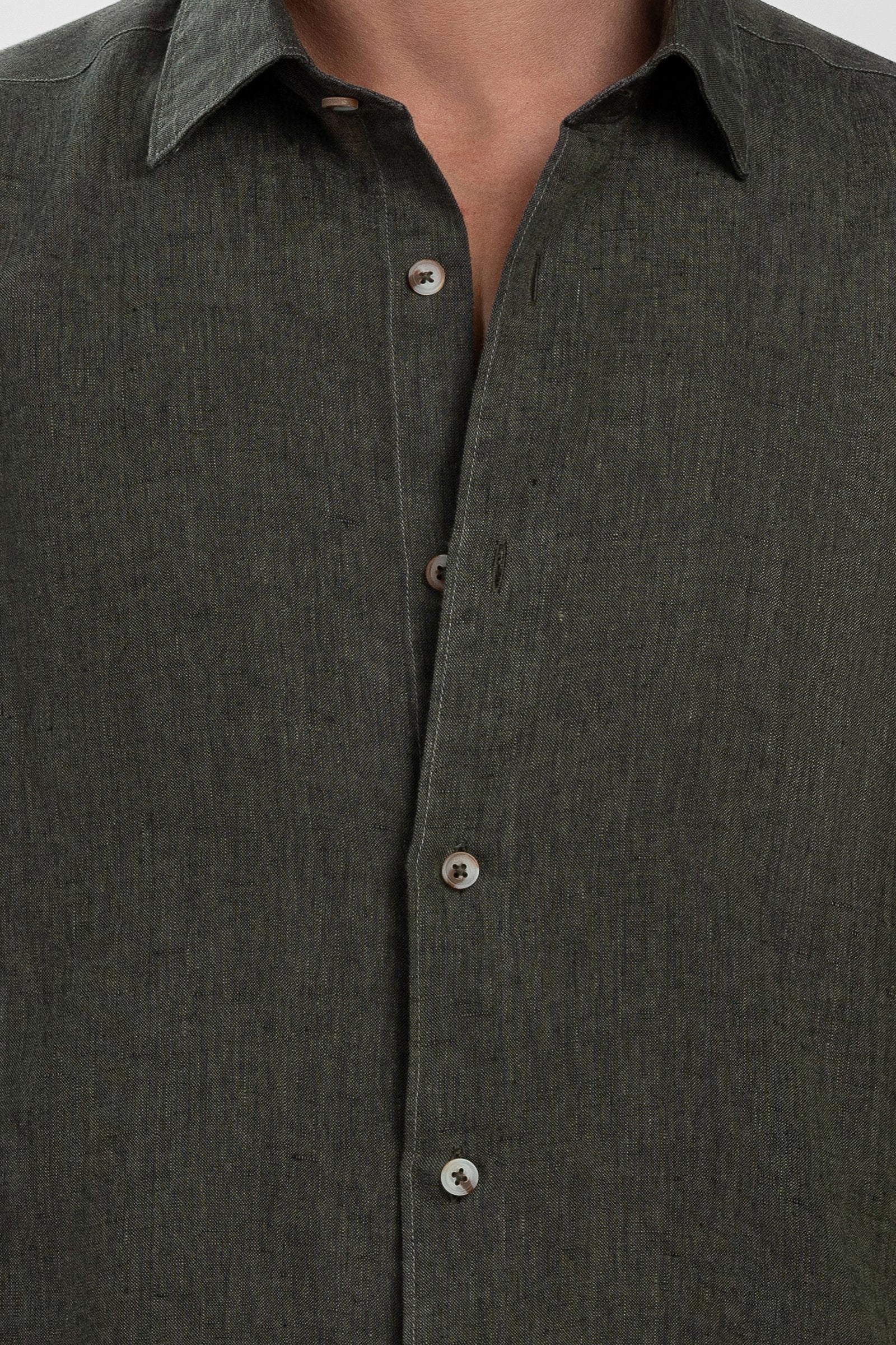 Olive Green 100% Turkish Linen Shirt