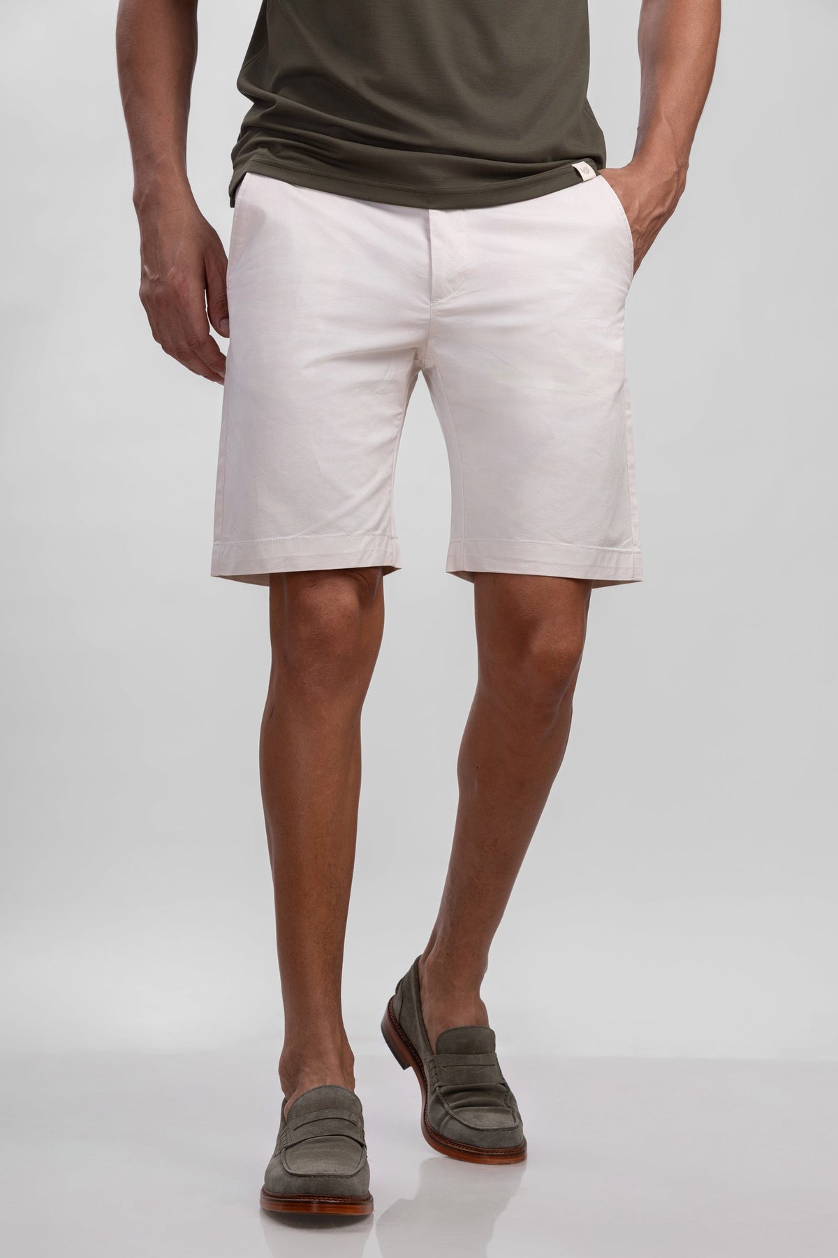 Off white Cotton Bermuda Shorts