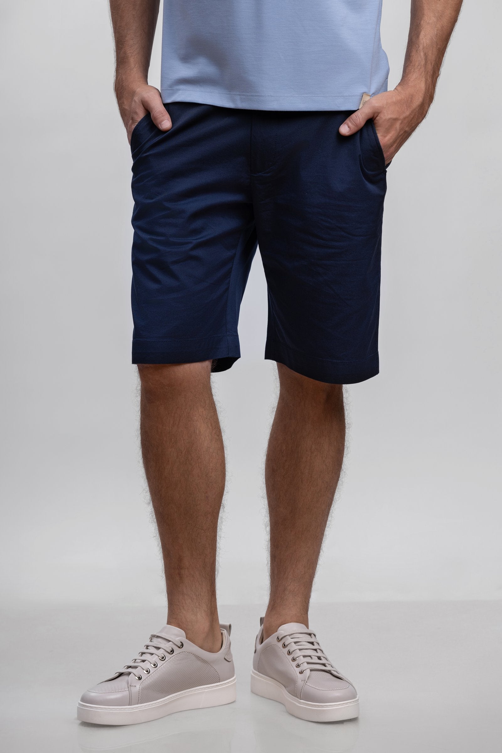 Navy Cotton Bermuda Shorts