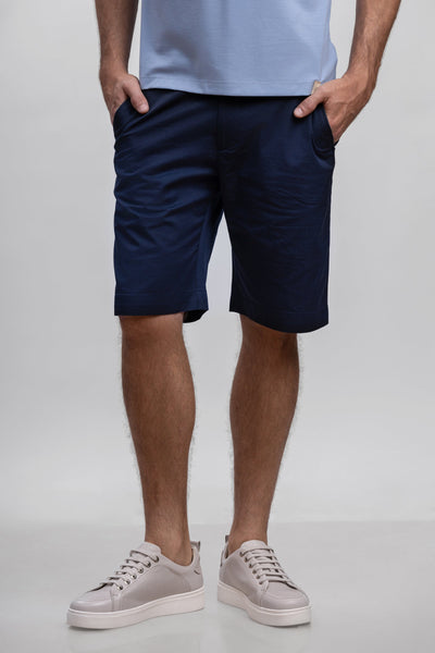 Navy Cotton Bermuda Shorts