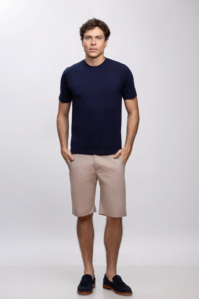Beige Cotton Bermuda Shorts
