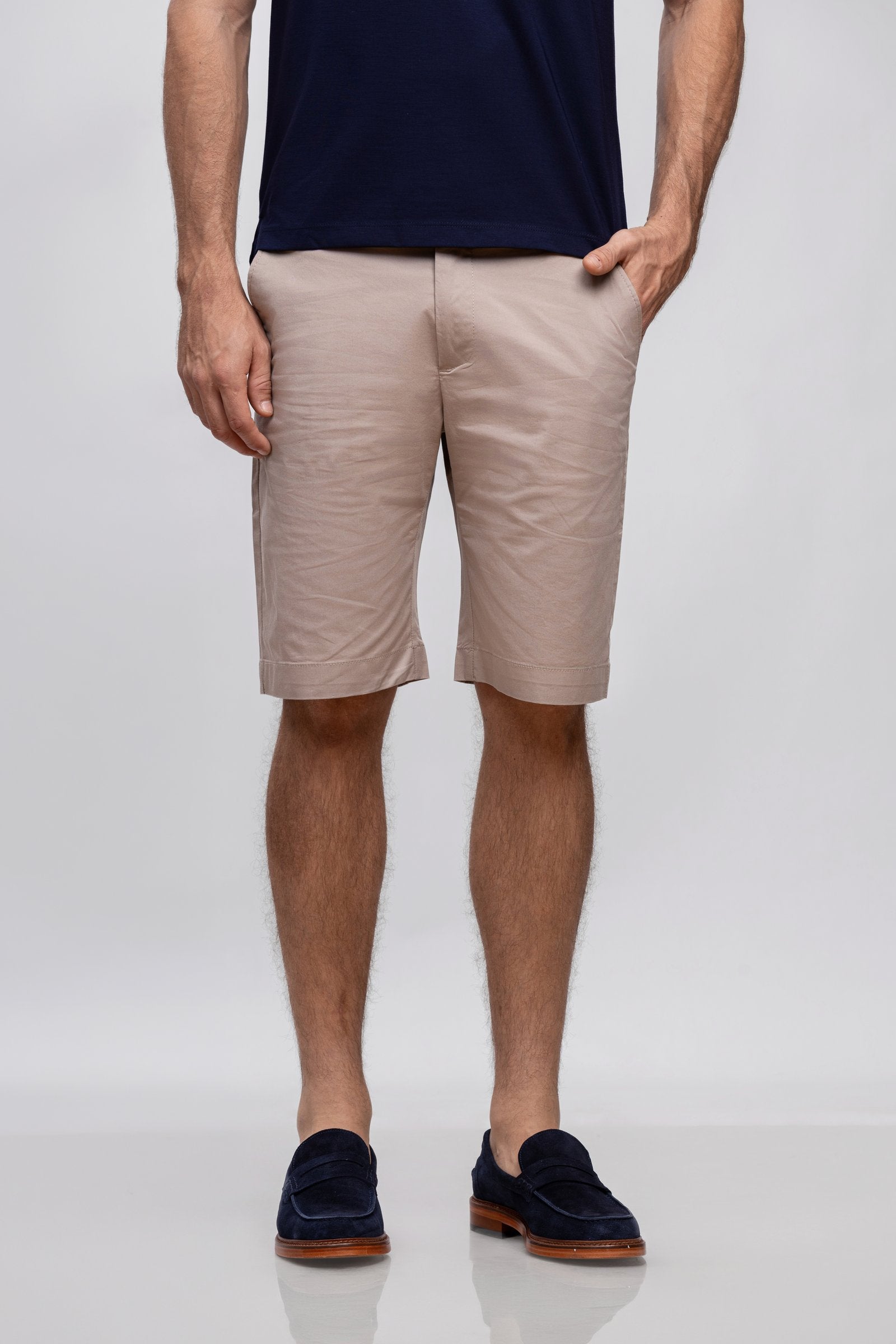Beige Cotton Bermuda Shorts