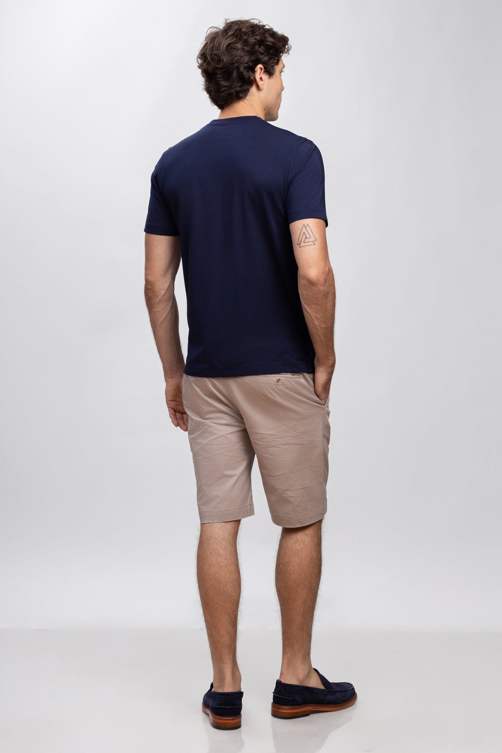 Beige Cotton Bermuda Shorts