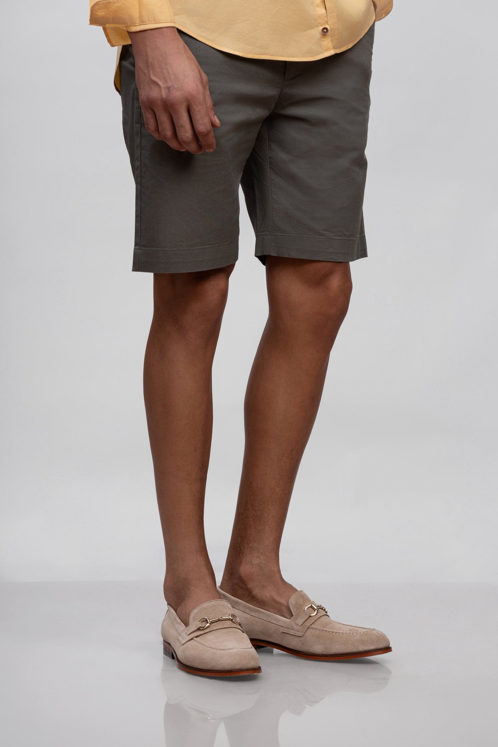 Khaki green Cotton Bermuda Shorts