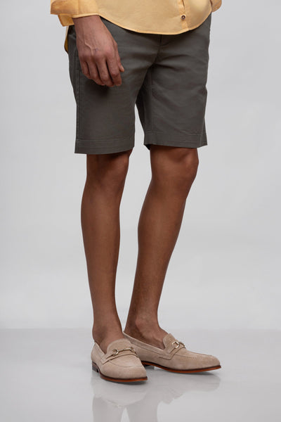 Khaki green Cotton Bermuda Shorts