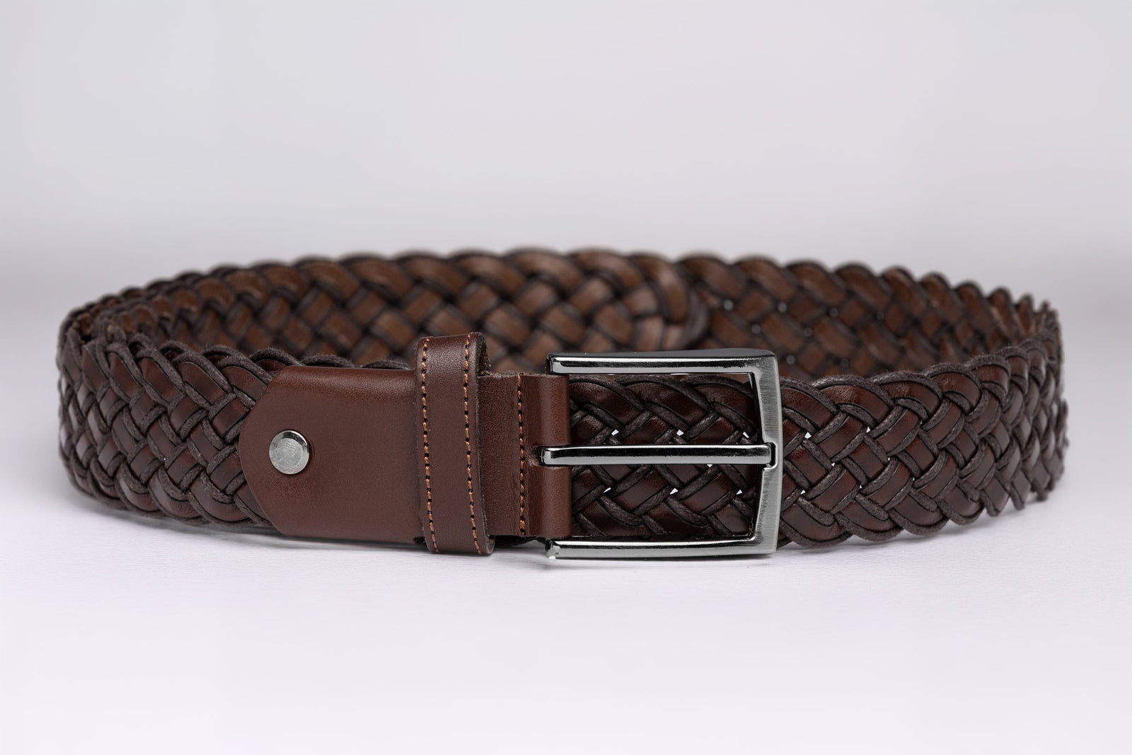 Brown Braided Leather Belt