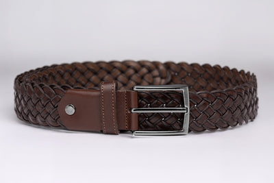 Brown Braided Leather Belt
