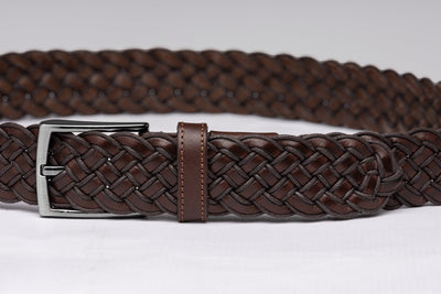 Brown Braided Leather Belt
