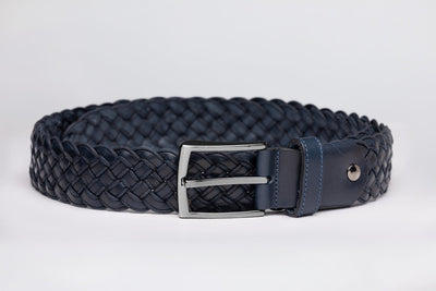 Navy Braided Leather Belt
