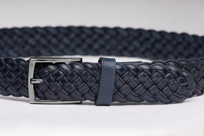 Navy Braided Leather Belt