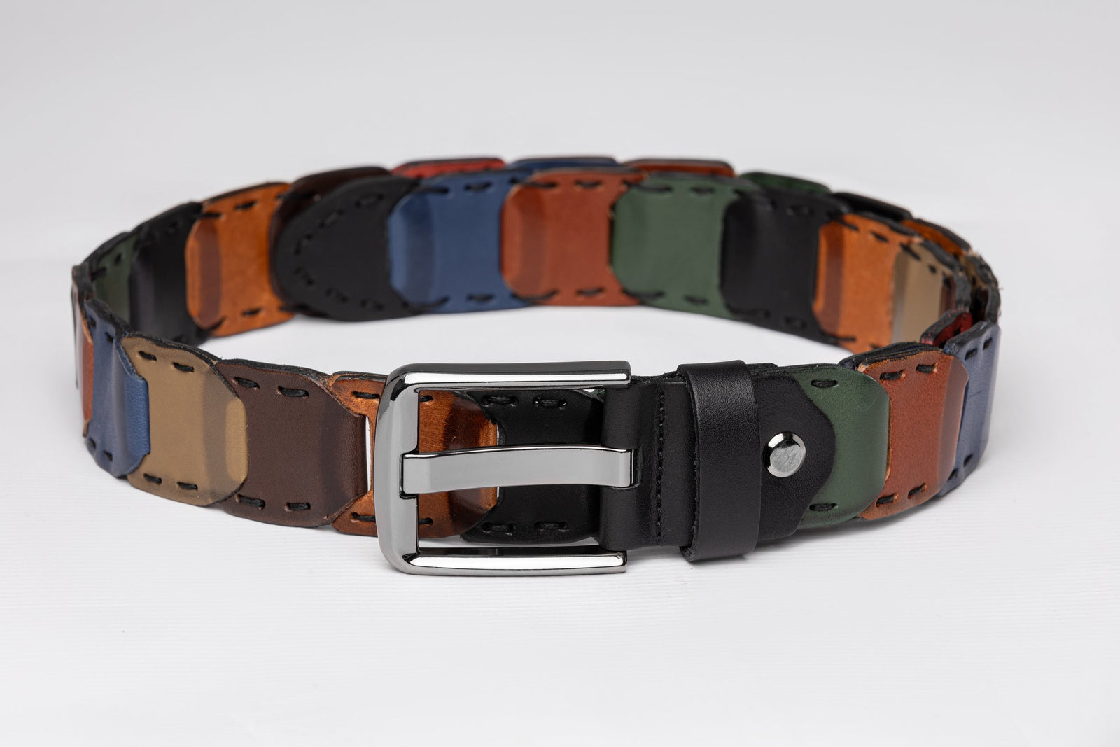 Multicolor Patchwork Leather Belt