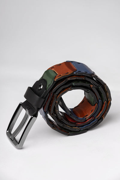 Multicolor Patchwork Leather Belt
