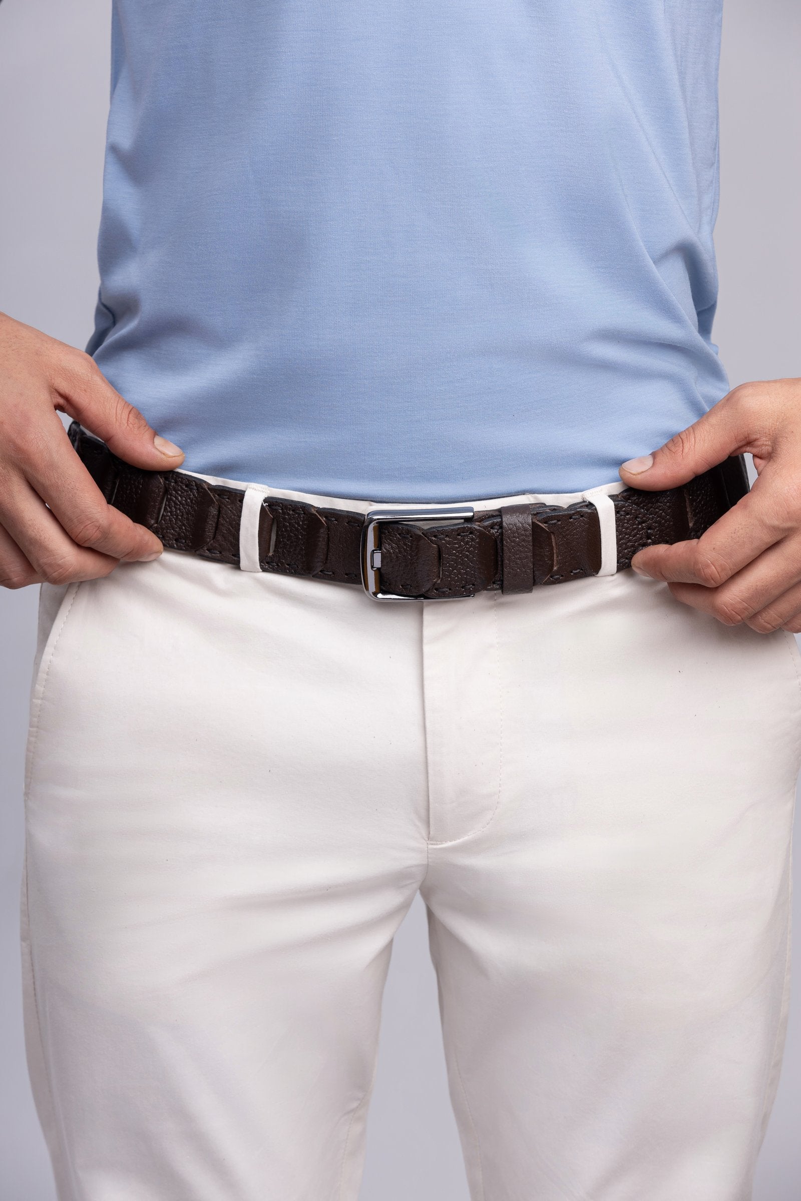 Dark Brown Patchwork Leather Belt