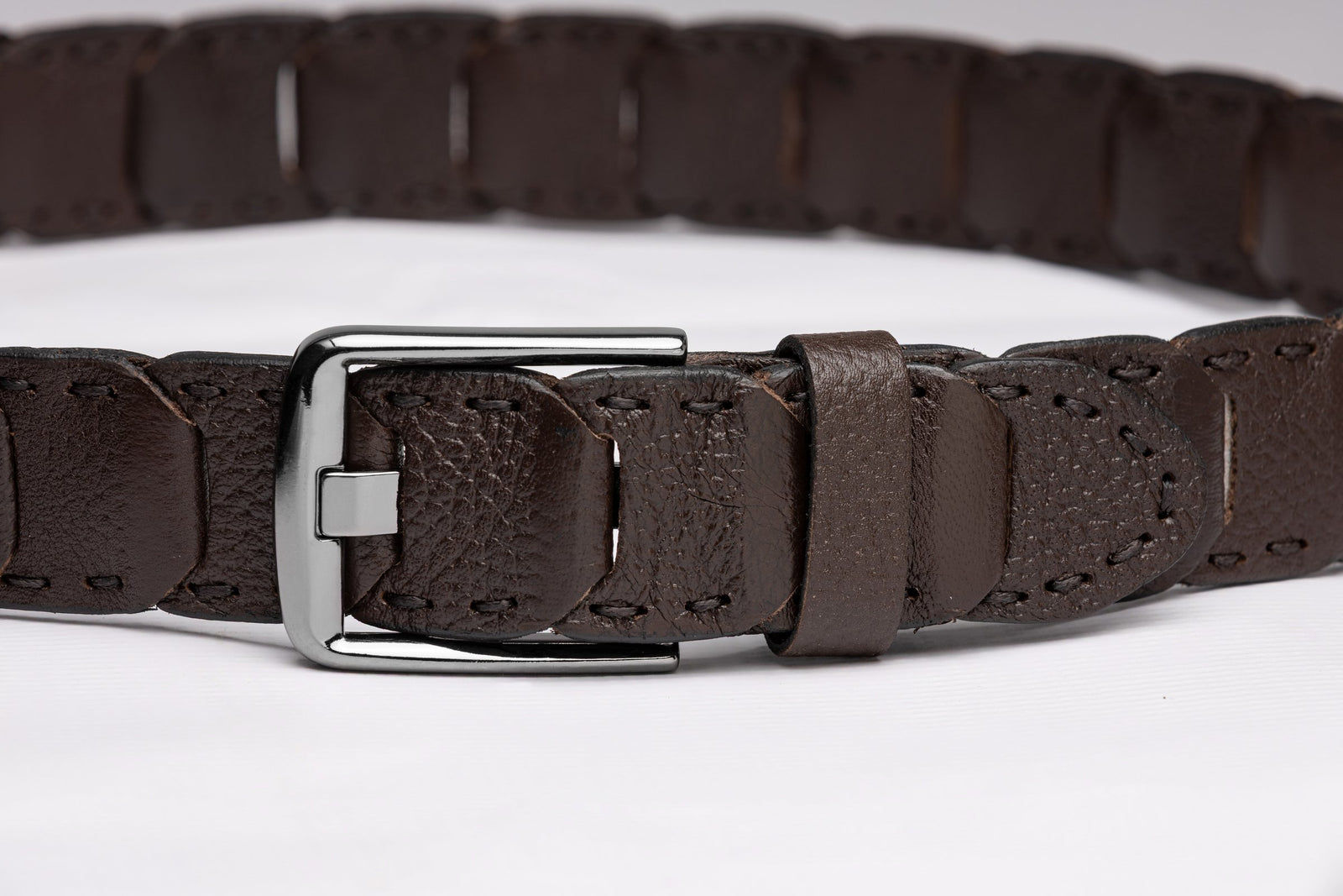 Dark Brown Patchwork Leather Belt