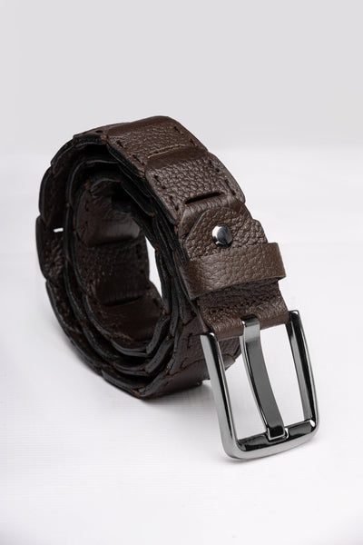 Dark Brown Patchwork Leather Belt