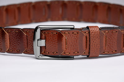 Brown Patchwork Leather Belt