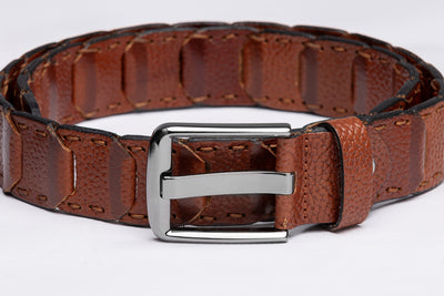Brown Patchwork Leather Belt