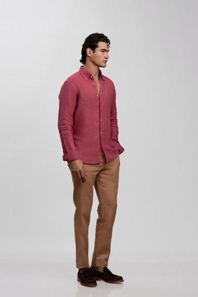 Camel 100% Linen Jogger Fit Pants
