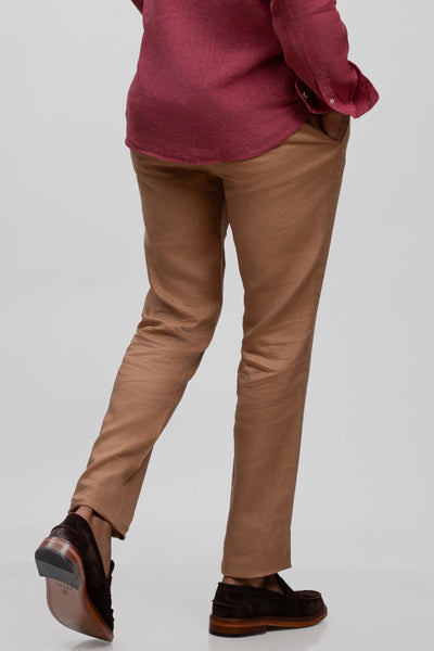 Camel 100% Linen Jogger Fit Pants