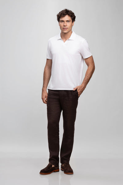Dark Chocolate Brown 100% Linen Jogger Fit Pants